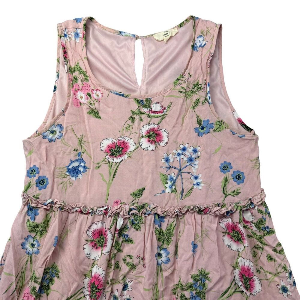 Entro Dress Women's Medium Pink Sleeveless Floral Midi Ruffled Lined Bohemian - Picture 4 of 11